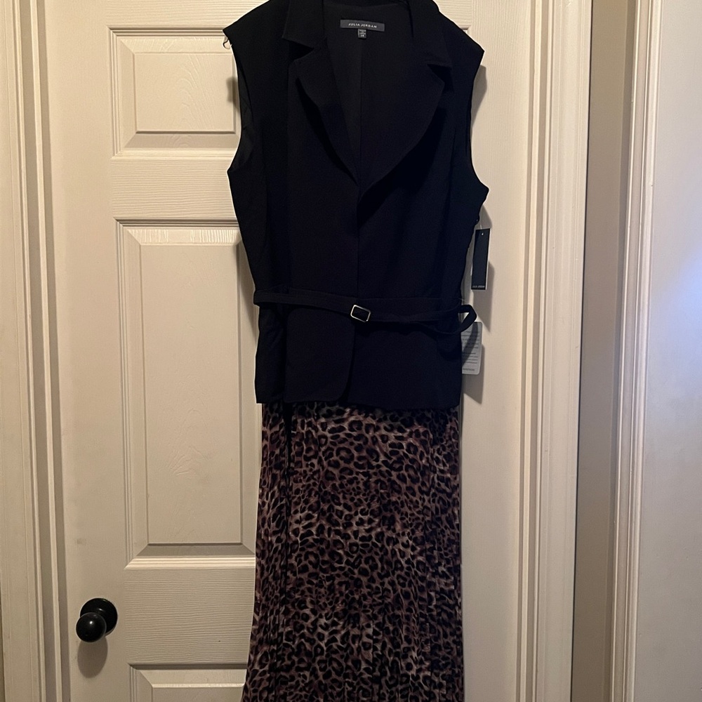 Julia Jordan Faux Two-Piece Sleeveless
Belted Maxi Dress